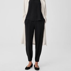 Eileen Fisher Silk Georgette Crepe Jogger Pant black Size Medium